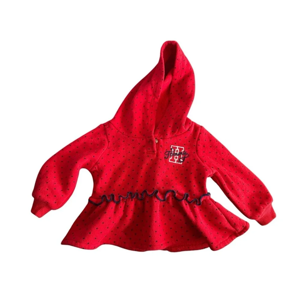 Girls Tommy Hilfiger 3-6‎ Months Red Sweater Blue Stars Baby Girls